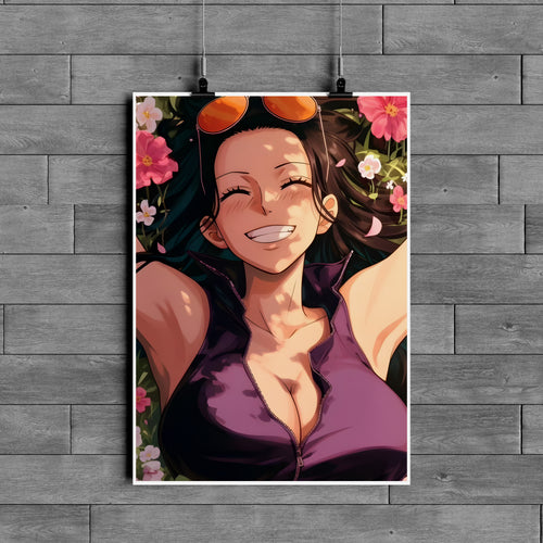 Nico Robin Floral Poster – One Piece Anime Aesthetic Wall Art