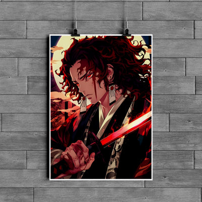 Tanjiro Kamado Flame Sword Poster – Demon Slayer Anime Wall Art