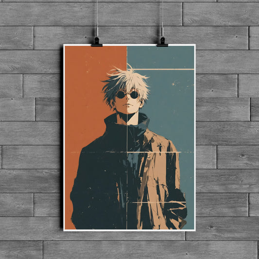 Gojo Satoru Retro Anime Poster – Jujutsu Kaisen Aesthetic Wall Art