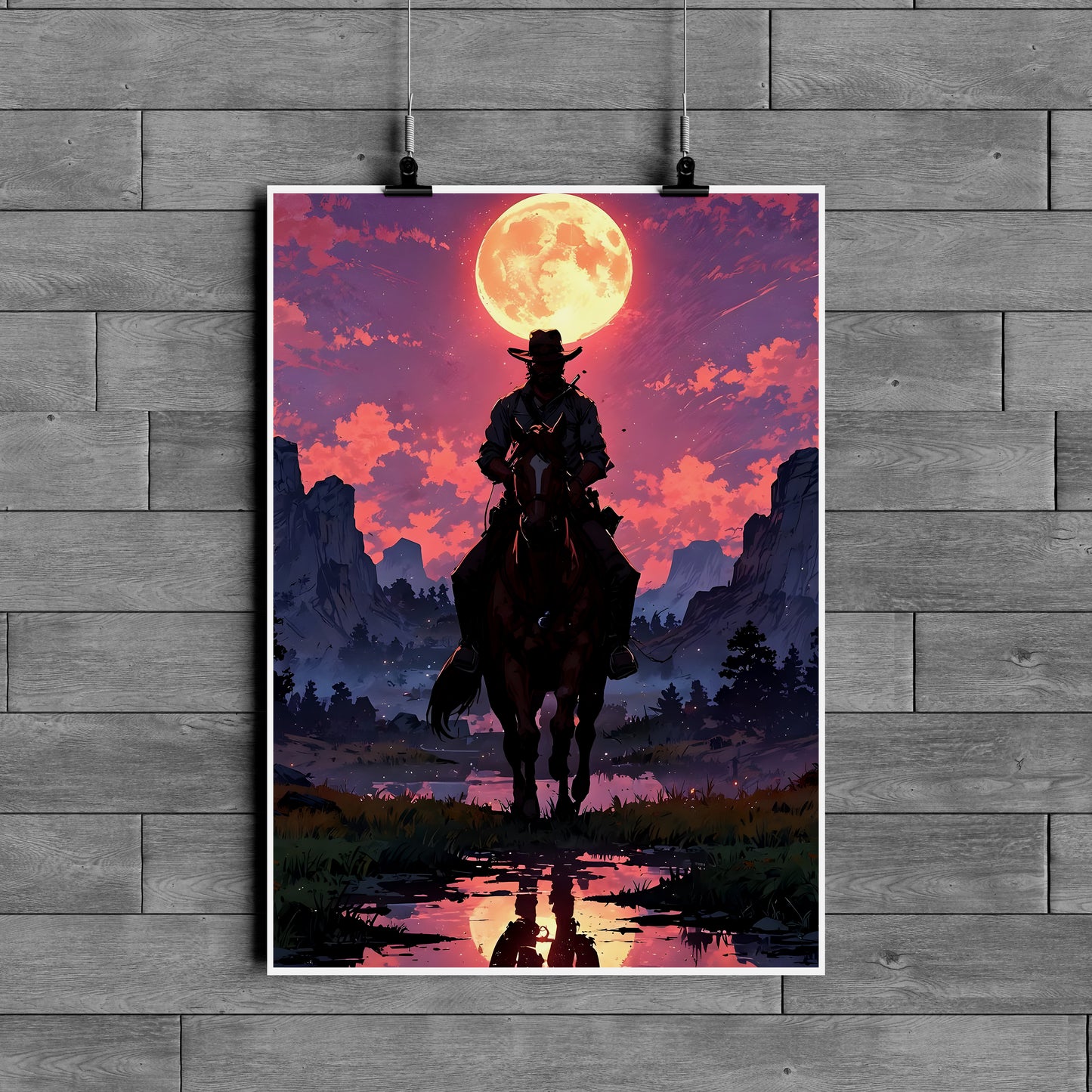 Red Dead Redemption Cowboy Moonlight Poster