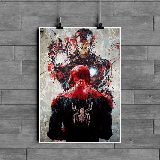 Spider-Man vs Iron Man Marvel Battle Art Poster