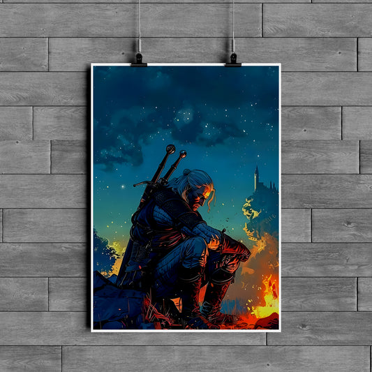 The Witcher Geralt Campfire Night Poster