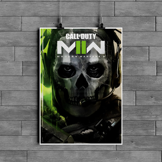 Call of Duty MW2 Poster – Ghost Skull Tactical Wall Art | Modern Warfare Gaming Aesthetic
