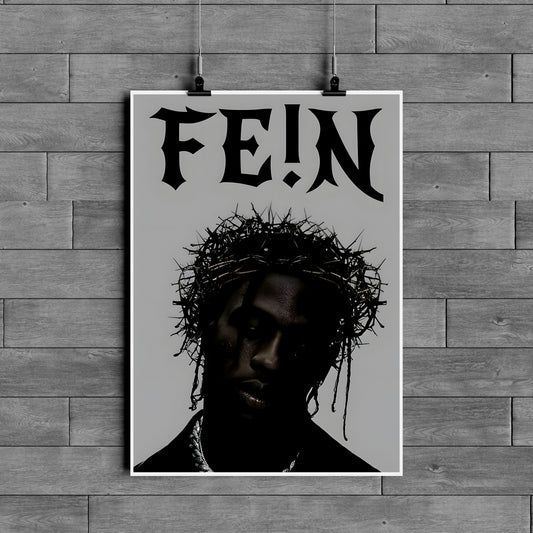 FE!N Rap Poster – Travis Scott Inspired Hip Hop Wall Art | Aesthetic Music Poster