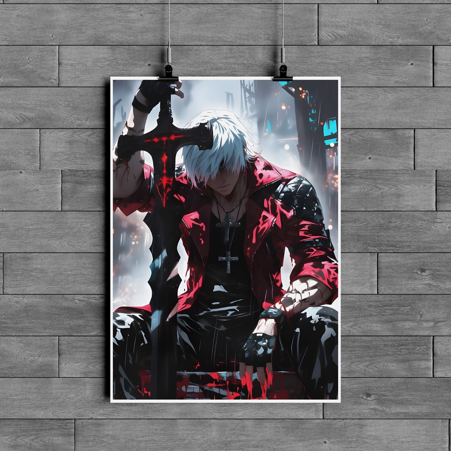 Dante Devil Hunter Poster – Devil May Cry Inspired Anime Gaming Wall Art