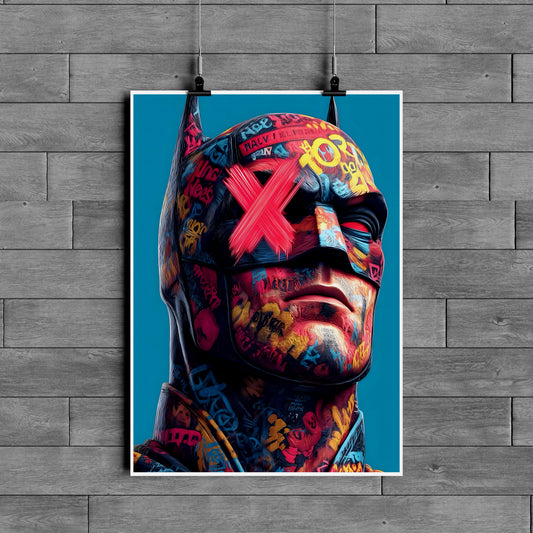 Batman Neon Graffiti Poster – Dark Knight Street Art Wall Decor | Modern Urban Aesthetic