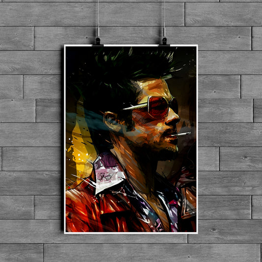 Tyler Durden Abstract Poster – Fight Club Dark Pop Culture Wall Art