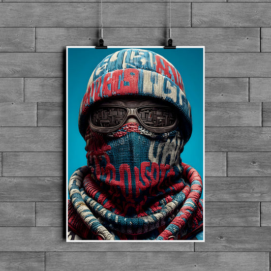Urban Mask Street Poster – Tactical Graffiti Style Wall Art | Modern Streetwear Aesthetic