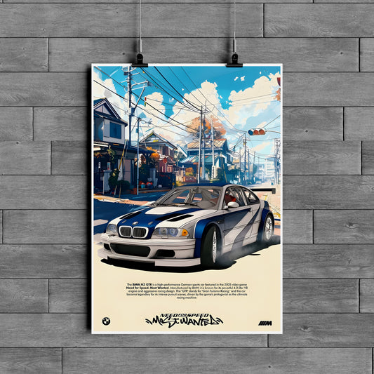 BMW M3 GTR Need for Speed Most Wanted Gaming Poster