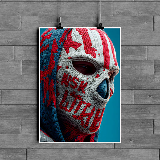 Patriot Skull Mask Poster – Urban Tactical Wall Art | Bold Streetwear Aesthetic