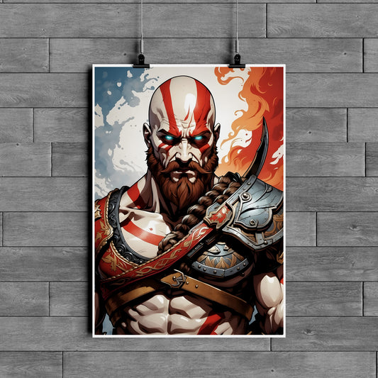 Kratos God of War Warrior Gaming Poster