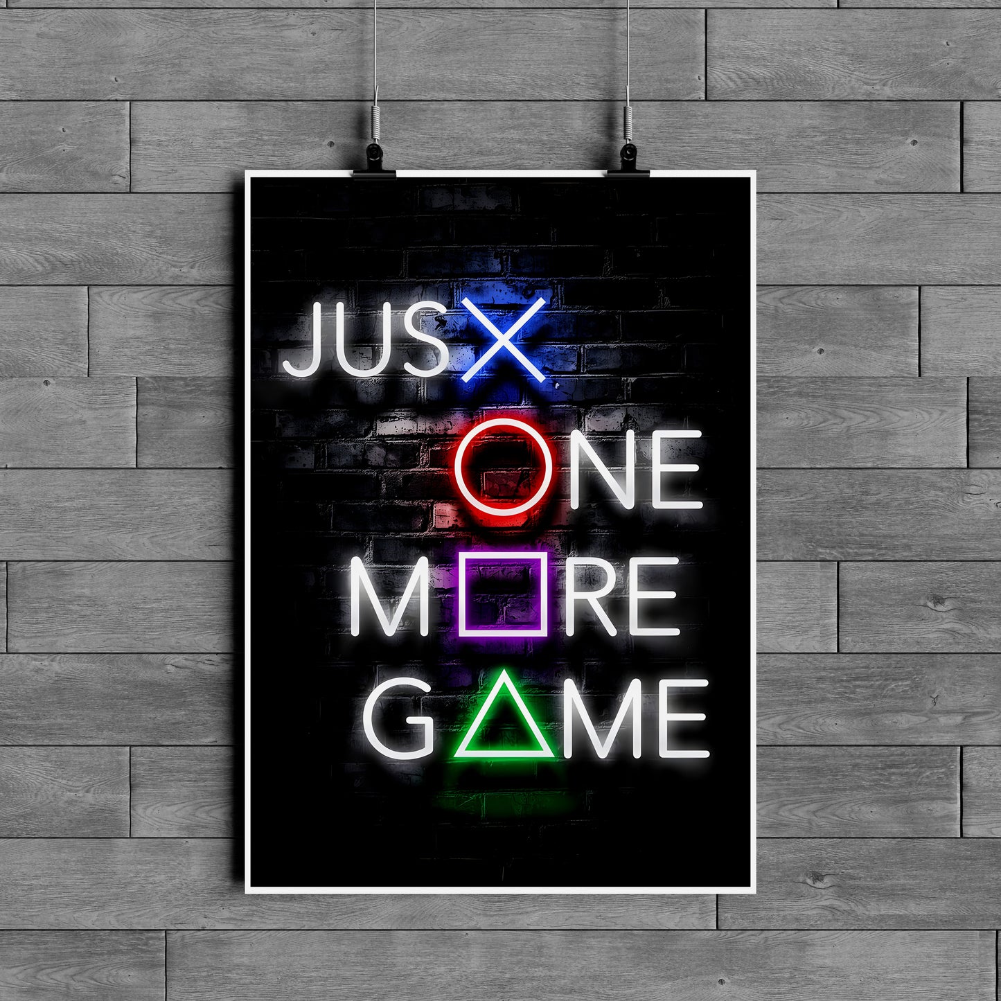 Just One More Game Neon Poster – Gaming Setup Wall Art