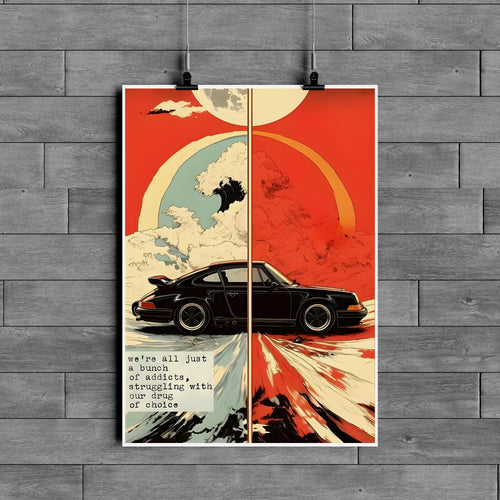 Porsche 911 Retro Poster – Classic Sports Car Aesthetic Wall Art