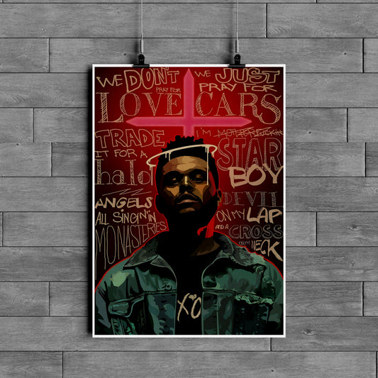 The Weeknd Starboy Poster – XO Album Wall Art | Dark Music Aesthetic Decor