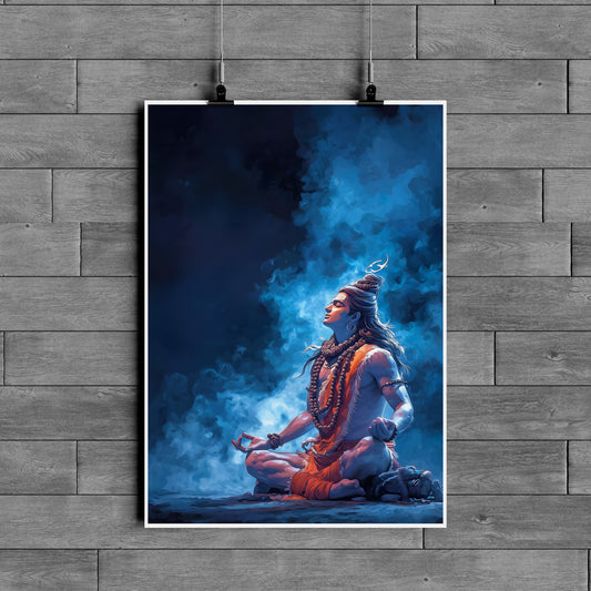 Lord Shiva Meditation Poster – Mahadev Spiritual Wall Art