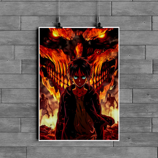 Eren Yeager Attack on Titan Poster – Dark Anime Titan Wall Art