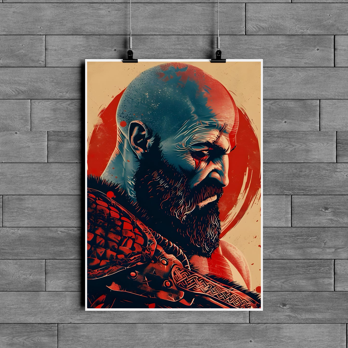 Kratos God of War Poster – Spartan Warrior Gaming Wall Art