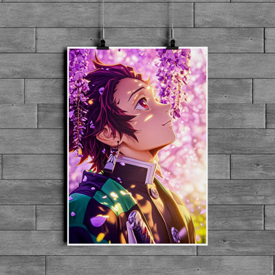 Tanjiro Kamado Wisteria Poster – Demon Slayer Anime Wall Art