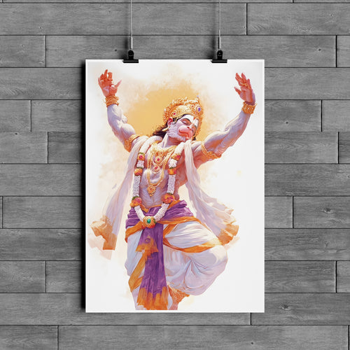 Lord Hanuman Divine Pose Poster – Bajrangbali Spiritual Wall Art