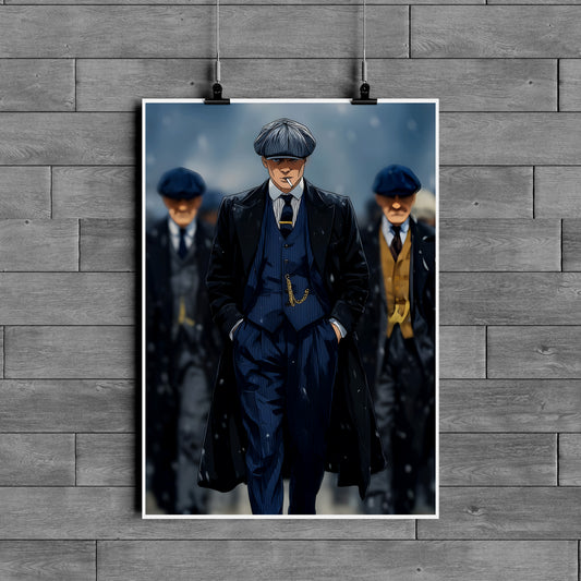 Peaky Blinders Inspired Gangster Poster – Vintage Mafia Wall Art