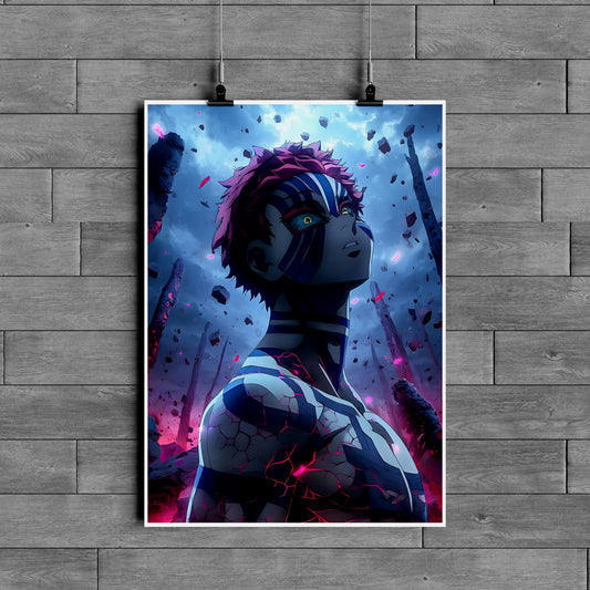 Akaza Demon Slayer Poster – Upper Moon Demon Anime Wall Art