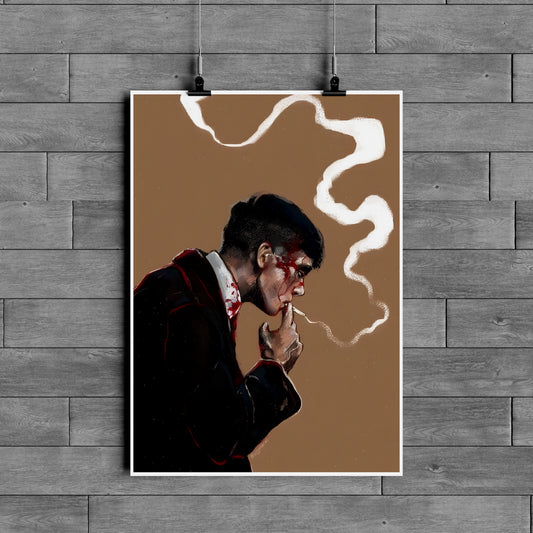 Thomas Shelby Smoking Poster – Peaky Blinders Dark Aesthetic Wall Art