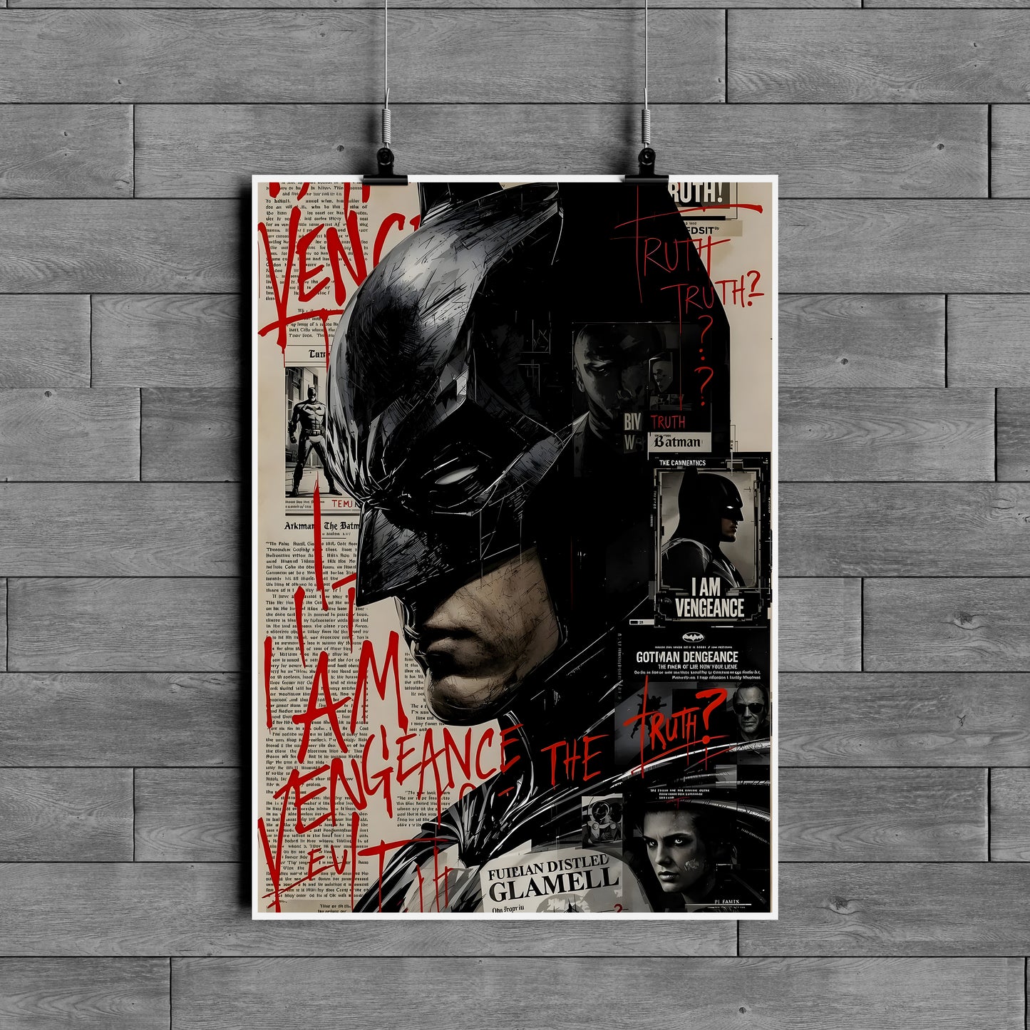 Batman Vengeance Poster – Dark Knight Aesthetic Wall Art | Gotham Comic Style Decor
