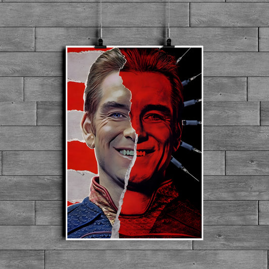 Homelander Split Face Poster – The Boys Dark Superhero Wall Art