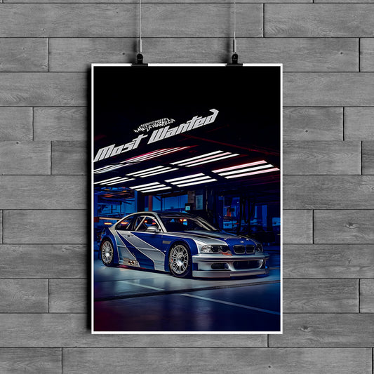 Need for Speed Most Wanted BMW Poster – Racing Car Gaming Wall Art