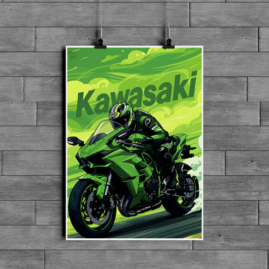 Kawasaki Ninja Racing Motorcycle Poster