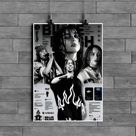 Billie Eilish Collage Poster – Pop Music Aesthetic Wall Art