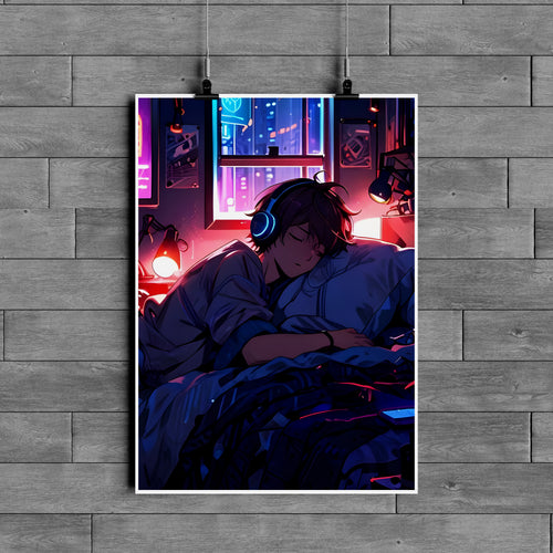 Lofi Anime Sleep Poster – Chill Aesthetic Bedroom Wall Art