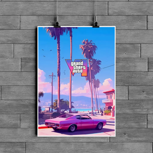 Grand Theft Auto VI Poster – GTA 6 Vice City Gaming Wall Art