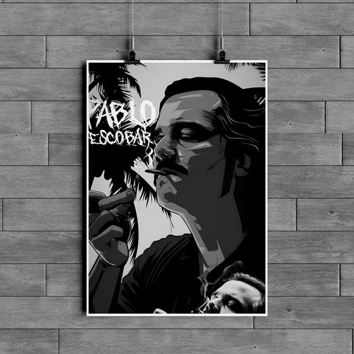 Pablo Escobar Poster – Narcos Drug Lord Black & White Wall Art