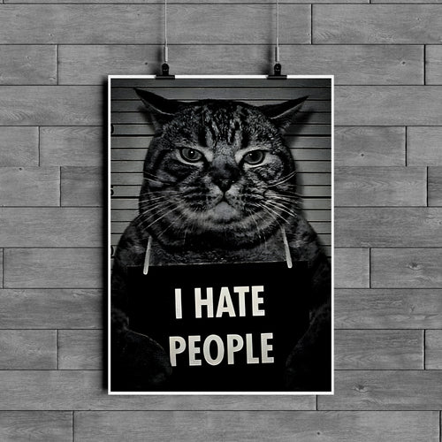 Grumpy Cat “I Hate People” Poster – Funny Dark Humor Wall Art