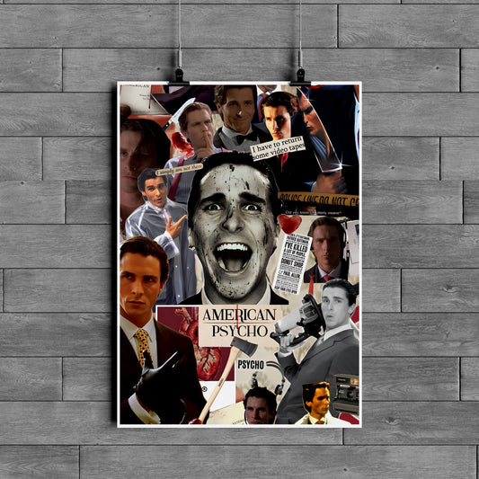 American Psycho Patrick Bateman Collage Poster