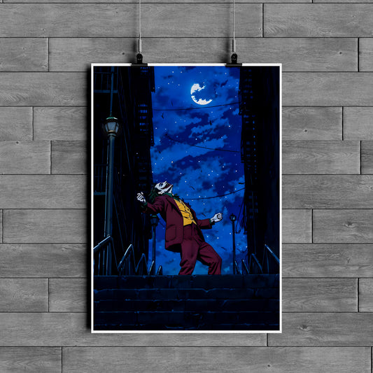 Joker Staircase Scene Poster – Dark Cinematic Wall Art